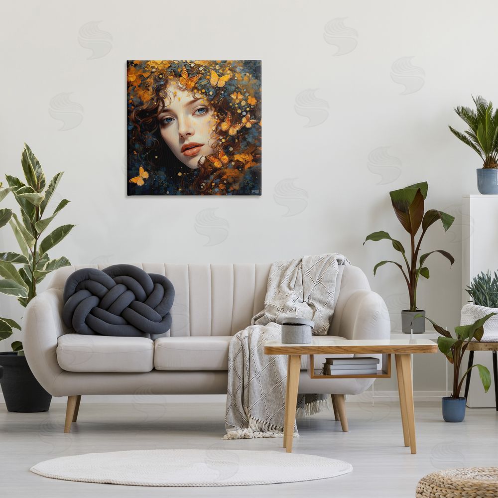 RB Woman with Monarch Butterflies Canvas Wall Art in Room