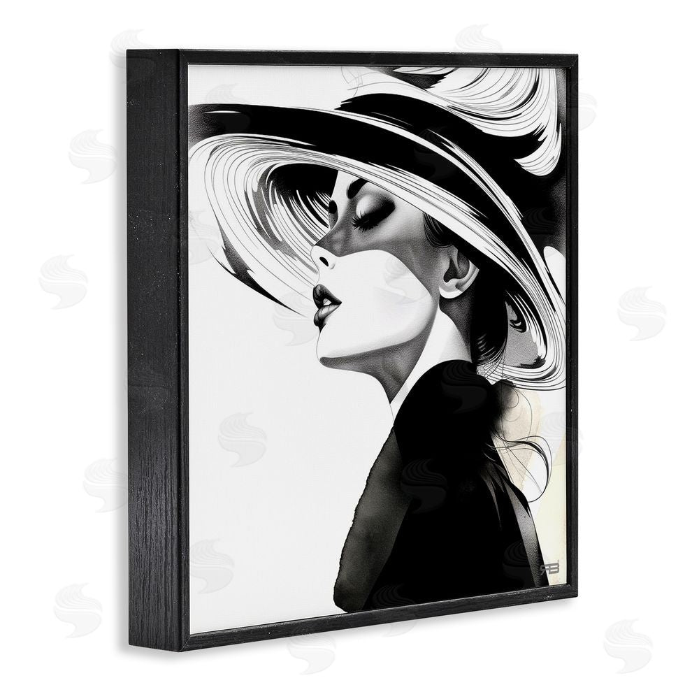 RB Woman & Abstract Hat Black Framed Glicee Wall Art Print