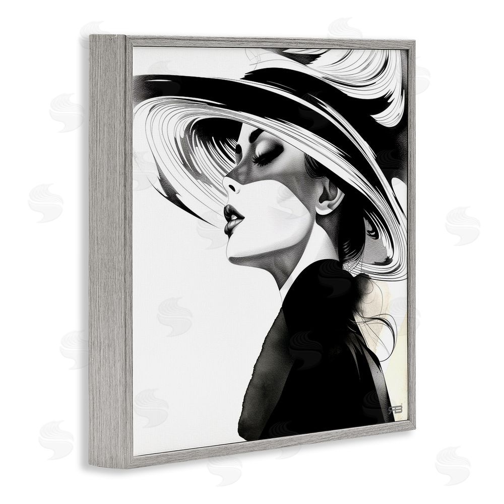 RB Woman & Abstract Hat Gray Framed Glicee Wall Art Print