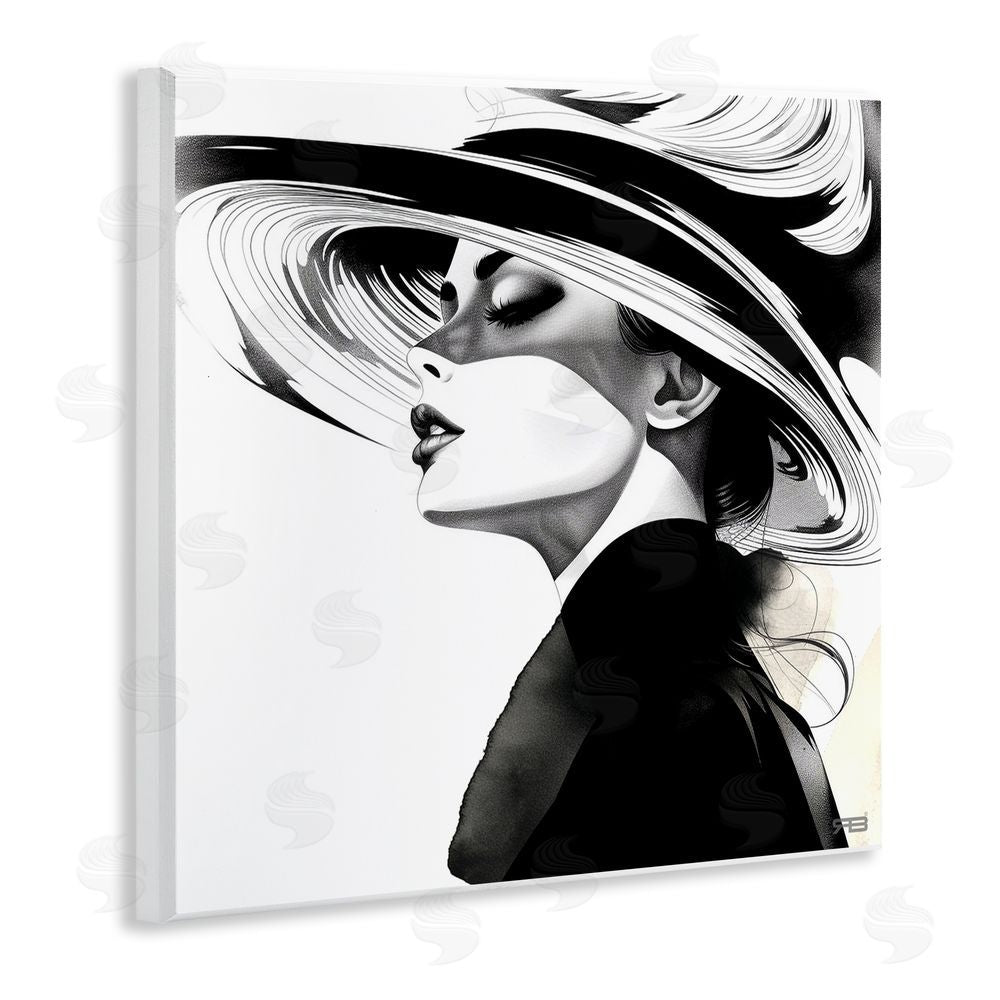 RB Woman & Abstract Hat Wooden Wall Plaque Art Print