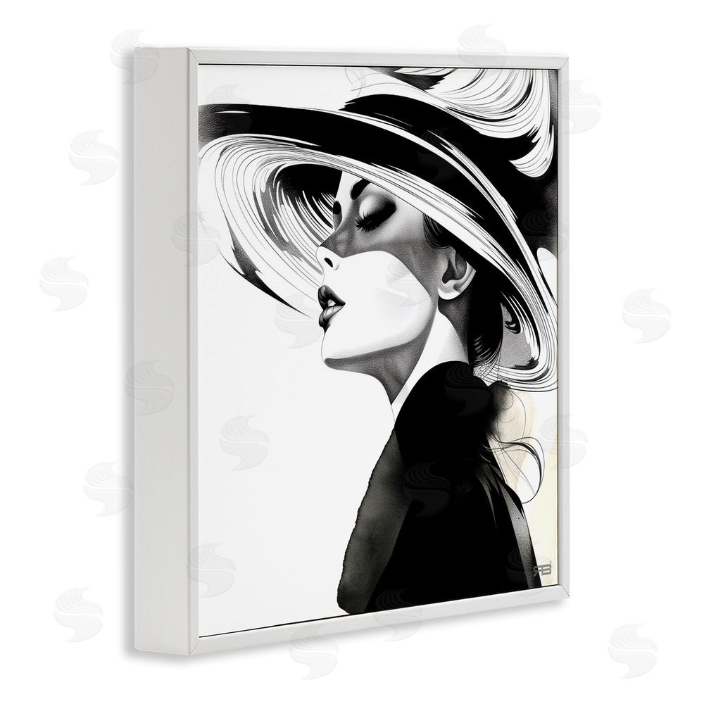 RB Woman & Abstract Hat White Framed Glicee Wall Art Print