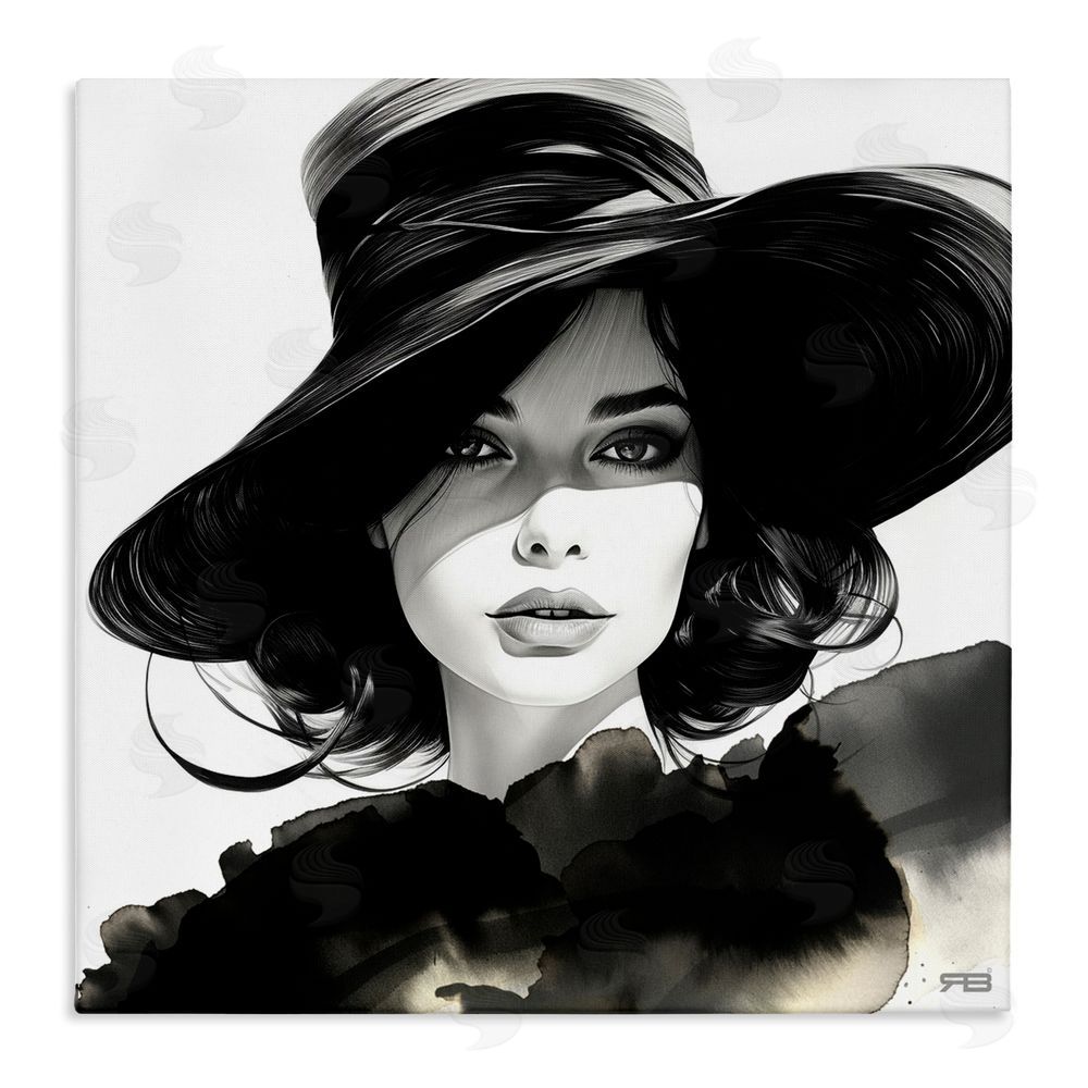 RB Stylish Fashionista Gaze Stretched Canvas Wall Art Print