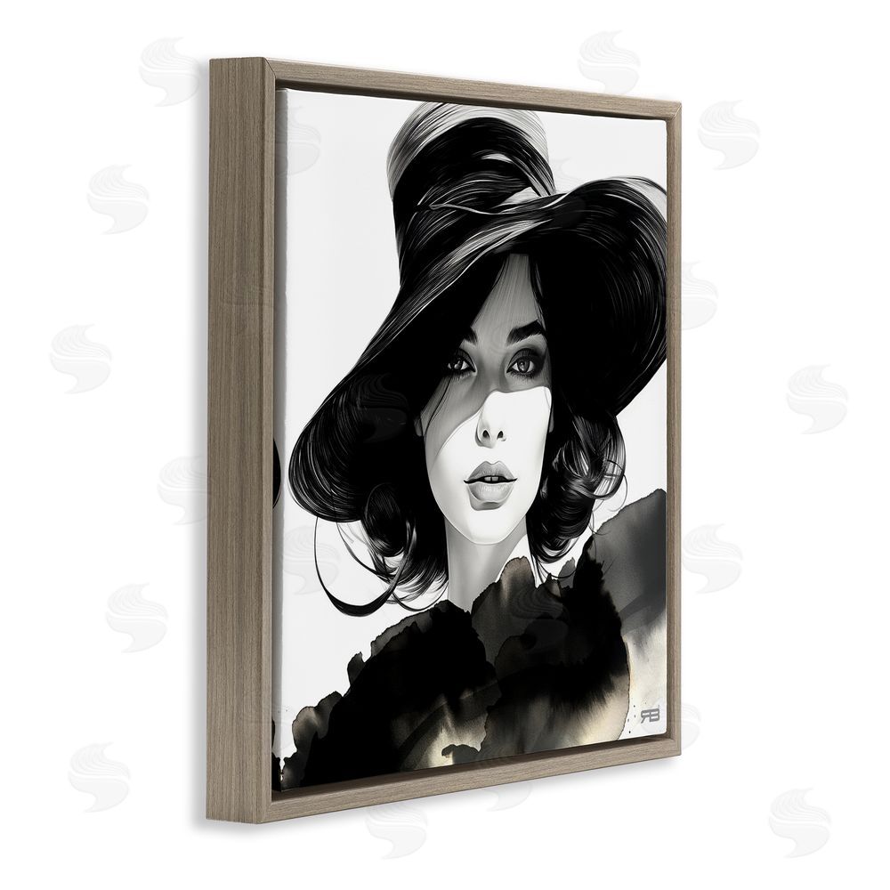 RB Stylish Fashionista Gaze Brown Floating Frame Canvas Wall Art Print