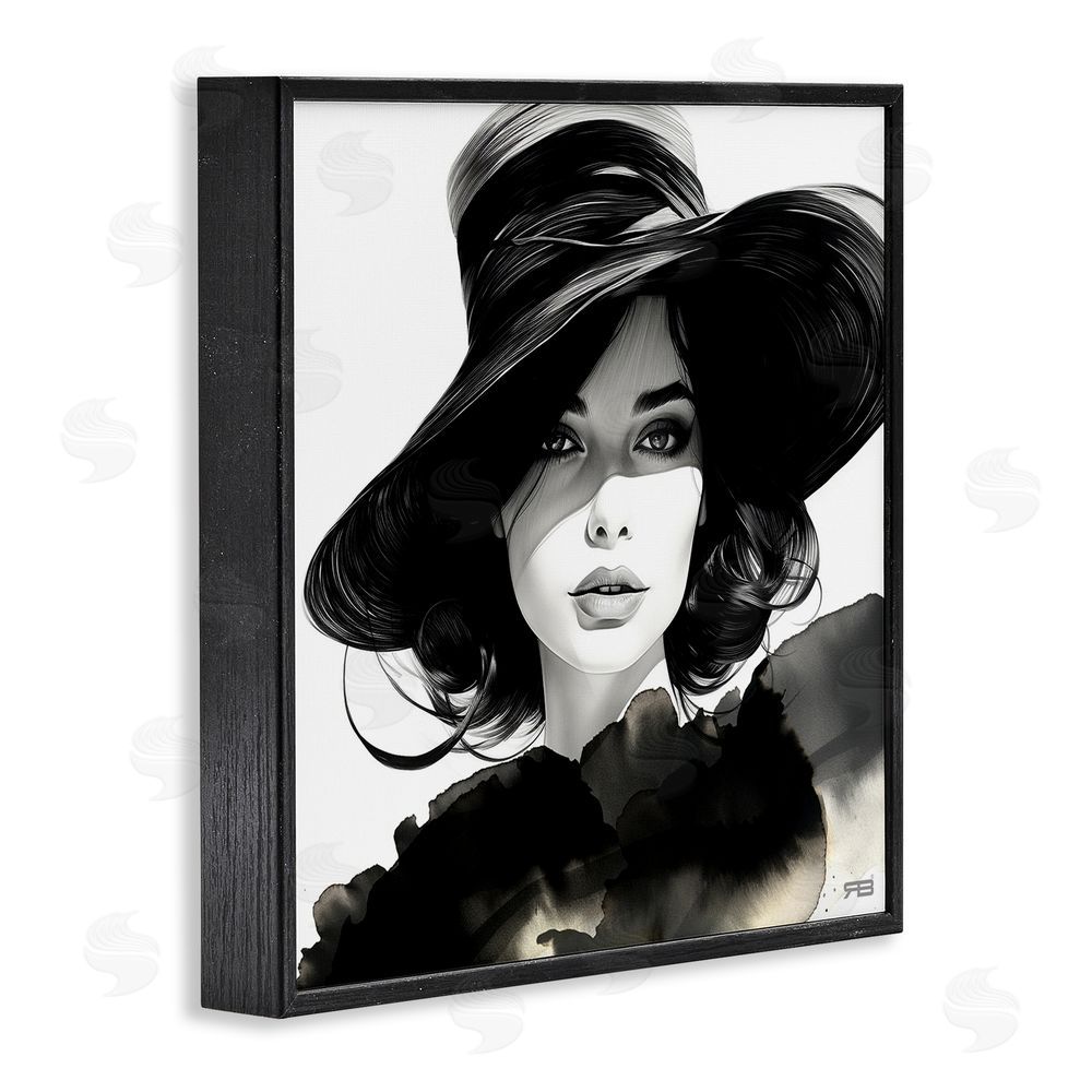 RB Stylish Fashionista Gaze Black Framed Glicee Wall Art Print