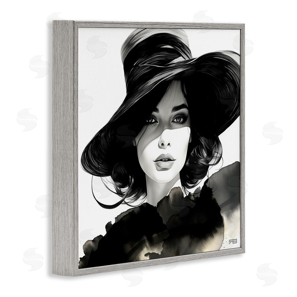 RB Stylish Fashionista Gaze Gray Framed Glicee Wall Art Print