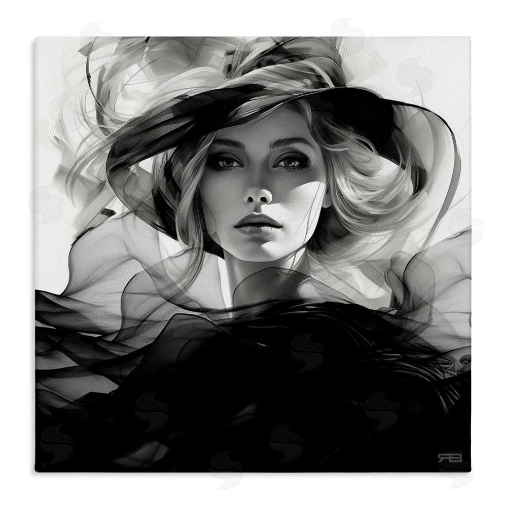 RB Woman & Flowing Fabrics Stretched Canvas Wall Art Print