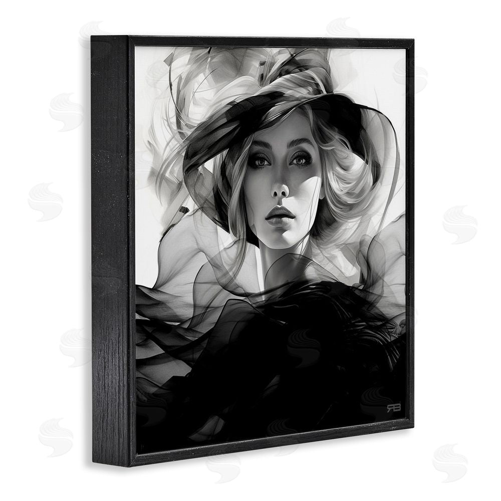 RB Woman & Flowing Fabrics Black Framed Glicee Wall Art Print