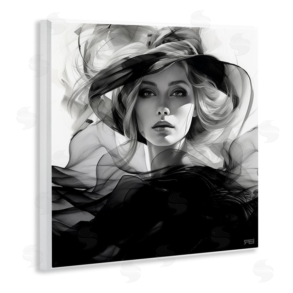 RB Woman & Flowing Fabrics Wooden Wall Plaque Art Print