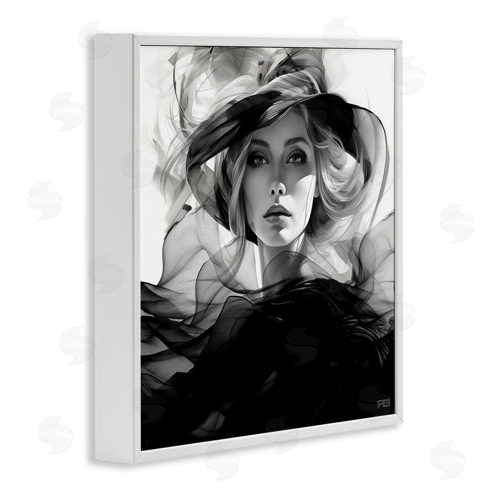 RB Woman & Flowing Fabrics White Framed Glicee Wall Art Print
