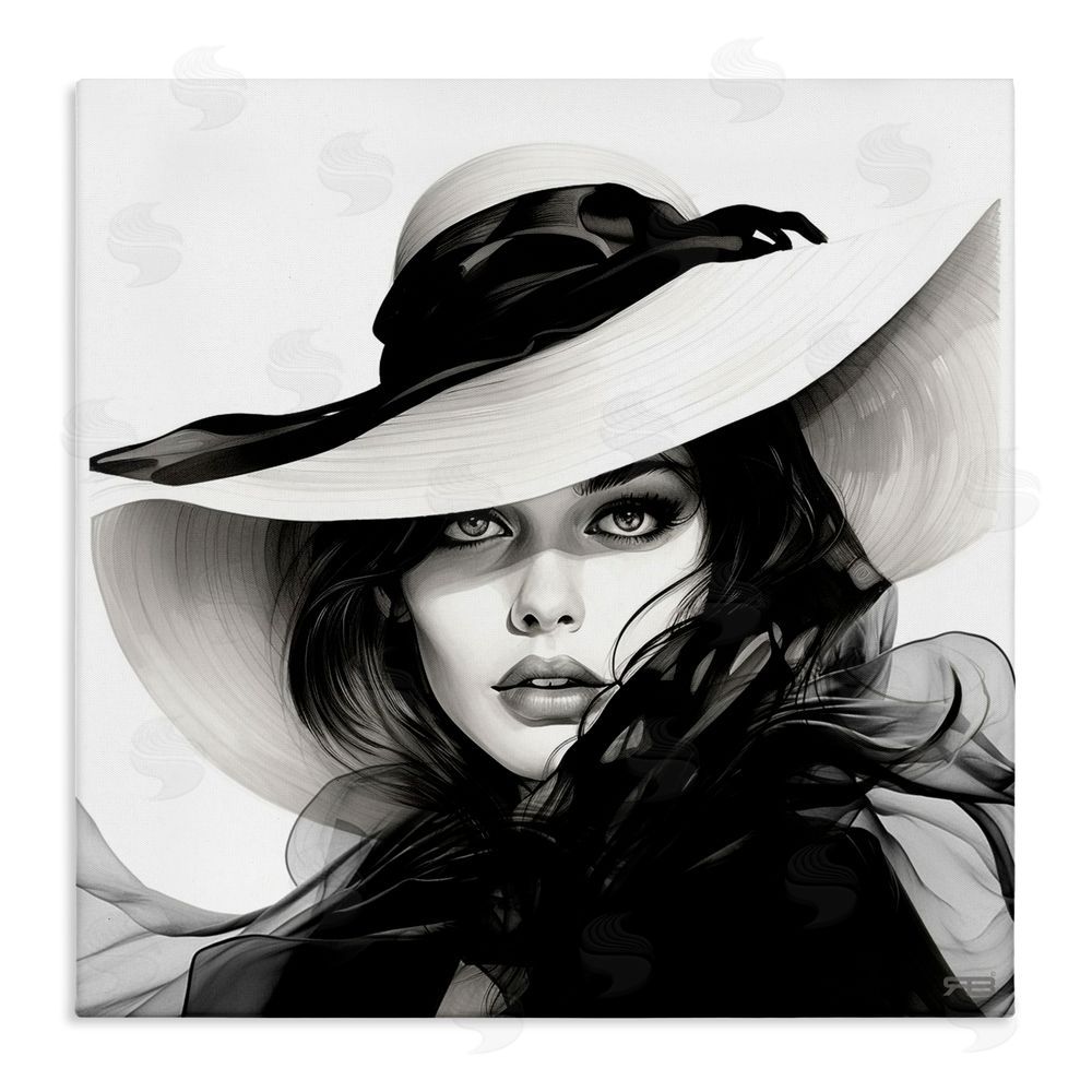 RB Chic Woman Gazing Stretched Canvas Wall Art Print