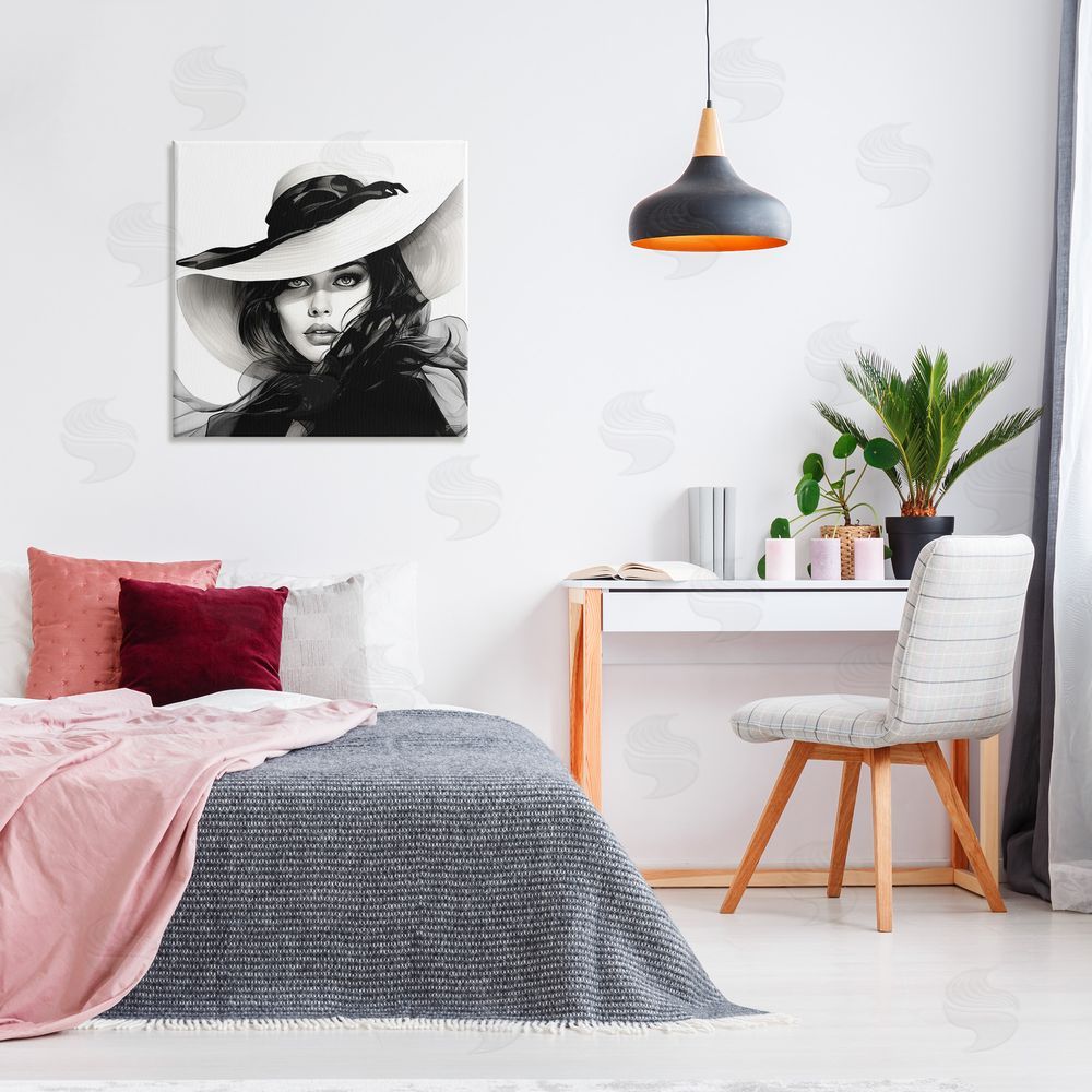 RB Chic Woman Gazing Canvas Wall Art in Room