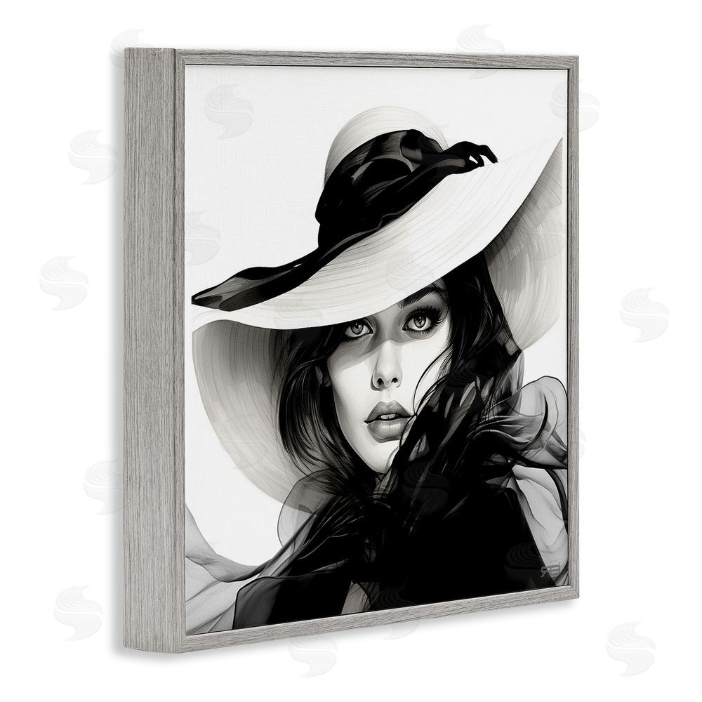 RB Chic Woman Gazing Gray Framed Glicee Wall Art Print