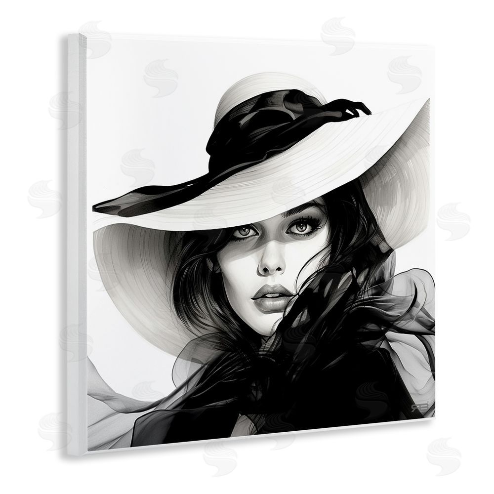 RB Chic Woman Gazing Wooden Wall Plaque Art Print