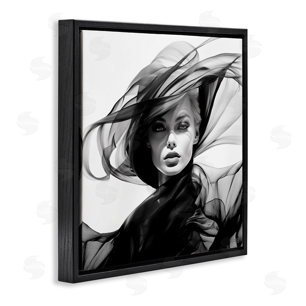 RB Modern Fashion Portrait Black Floating Frame Canvas Wall Art Print