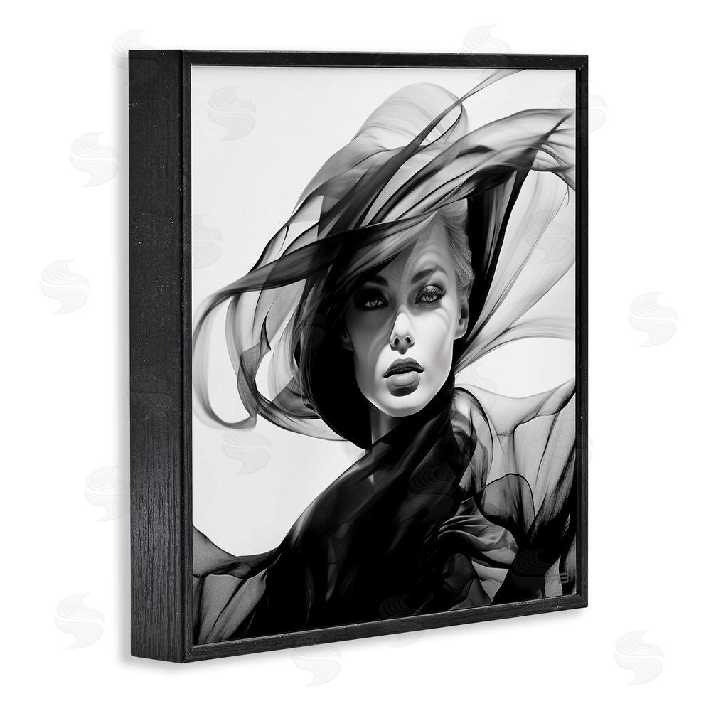 RB Modern Fashion Portrait Black Framed Glicee Wall Art Print