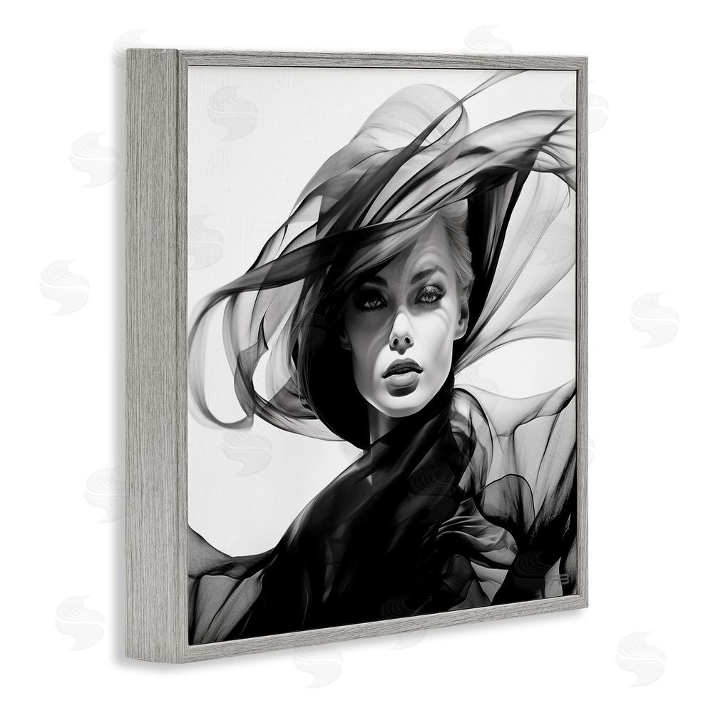 RB Modern Fashion Portrait Gray Framed Glicee Wall Art Print