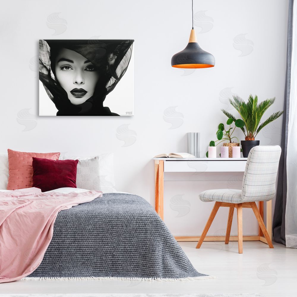 RB Intense Woman Gaze Canvas Wall Art Print in Room