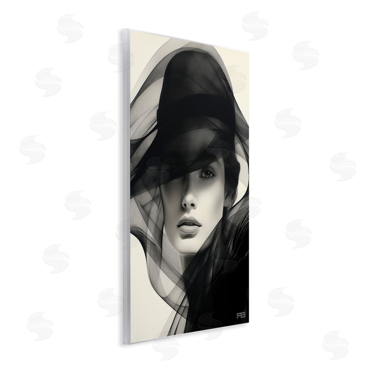 RB Woman with Swirling Hat Wooden Wall Plaque Art Print