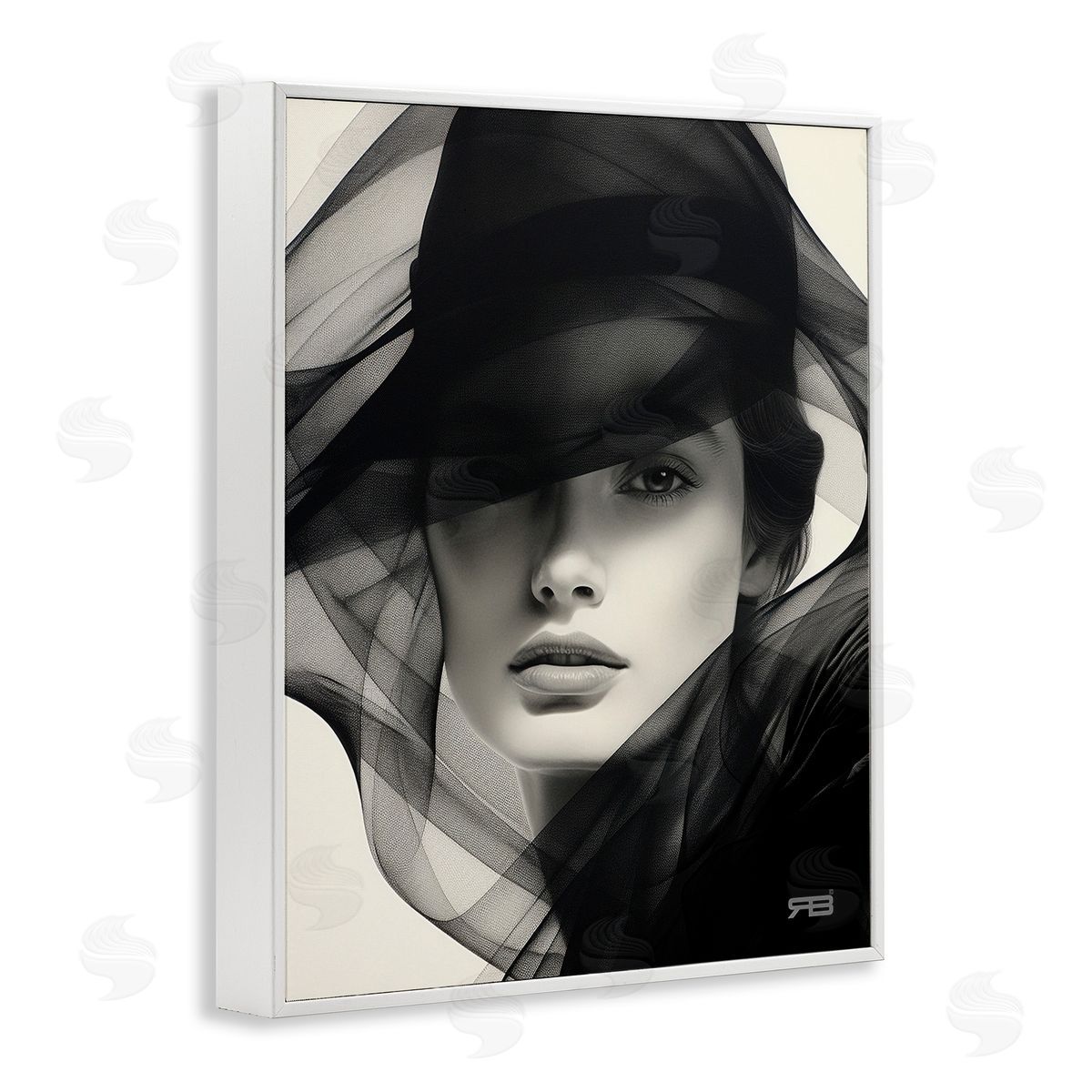 RB Woman with Swirling Hat White Framed Giclee Wall Art Print