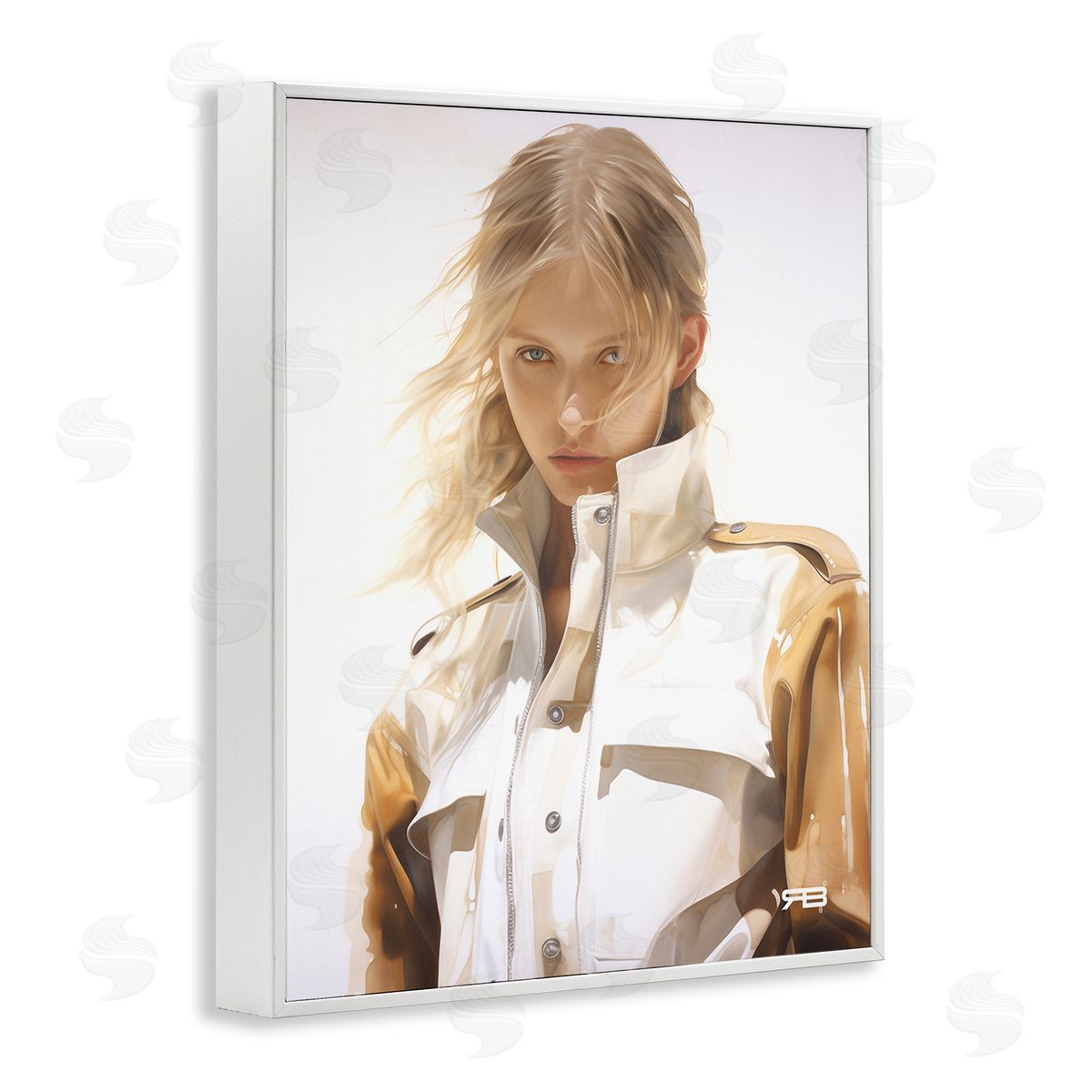 RB Woman in Riding Jacket White Framed Giclee Wall Art Print