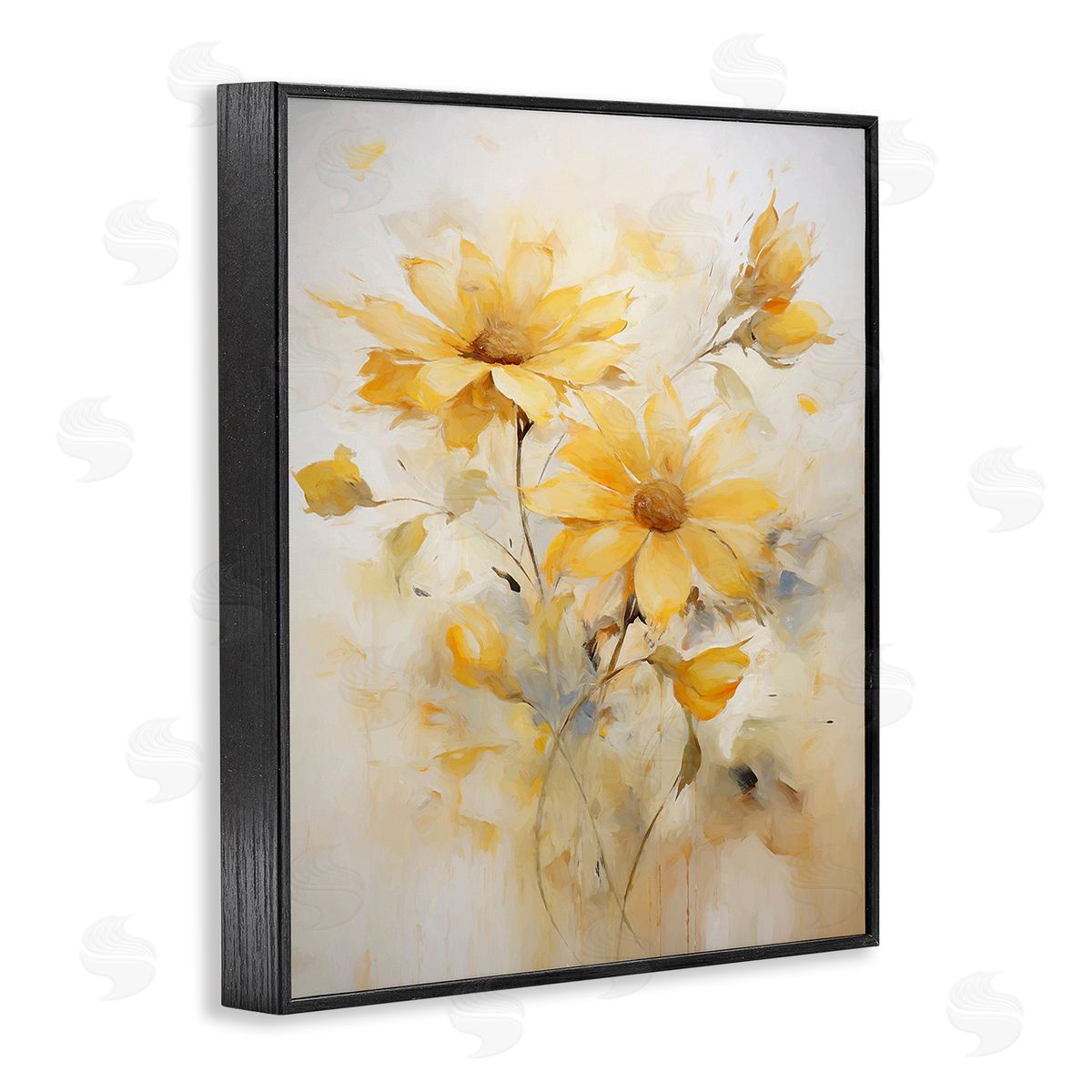 Ramona Murdock Abstract Daisy Sprigs Black Framed Giclee Wall Art Print