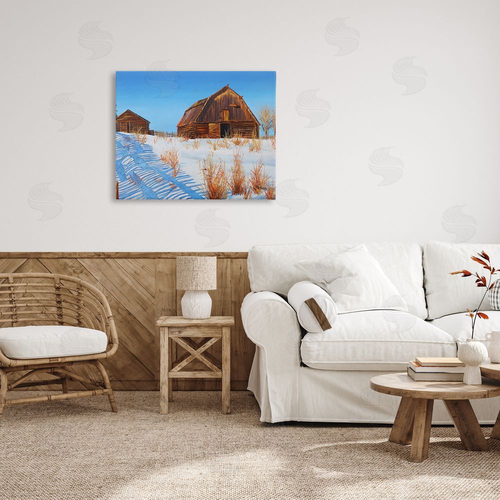 Andrew Kiss Winter Country Barn Canvas Wall Art Print in Room