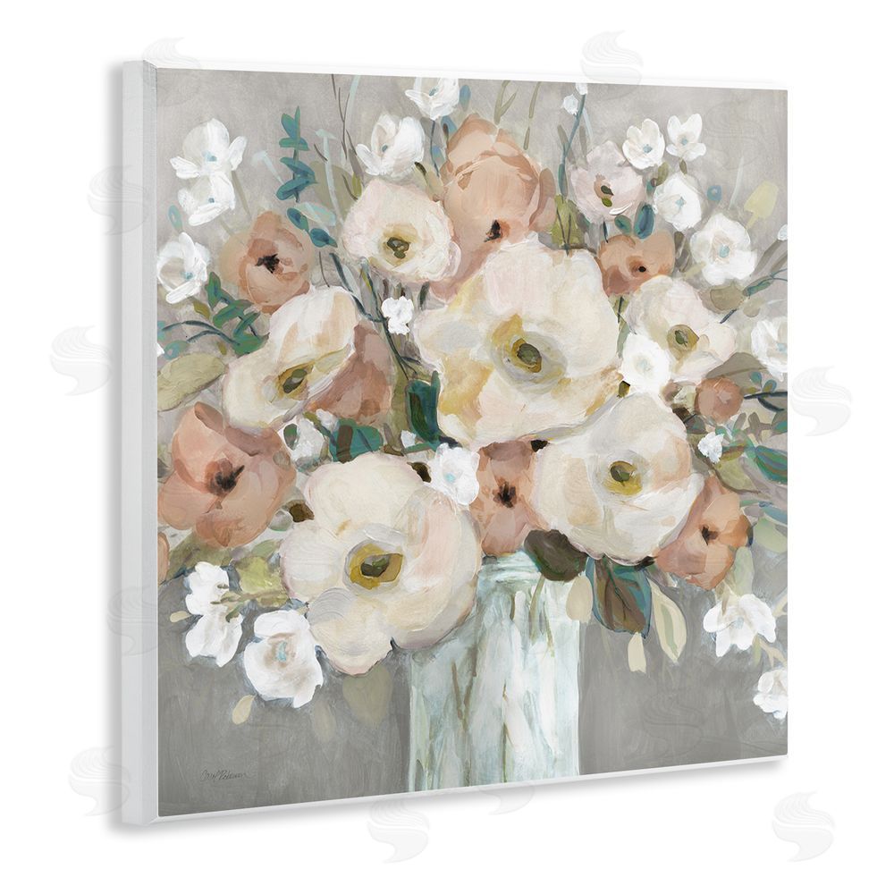 Carol Robinson Mixed Spring Bouquet Wooden Wall Plaque Art Print