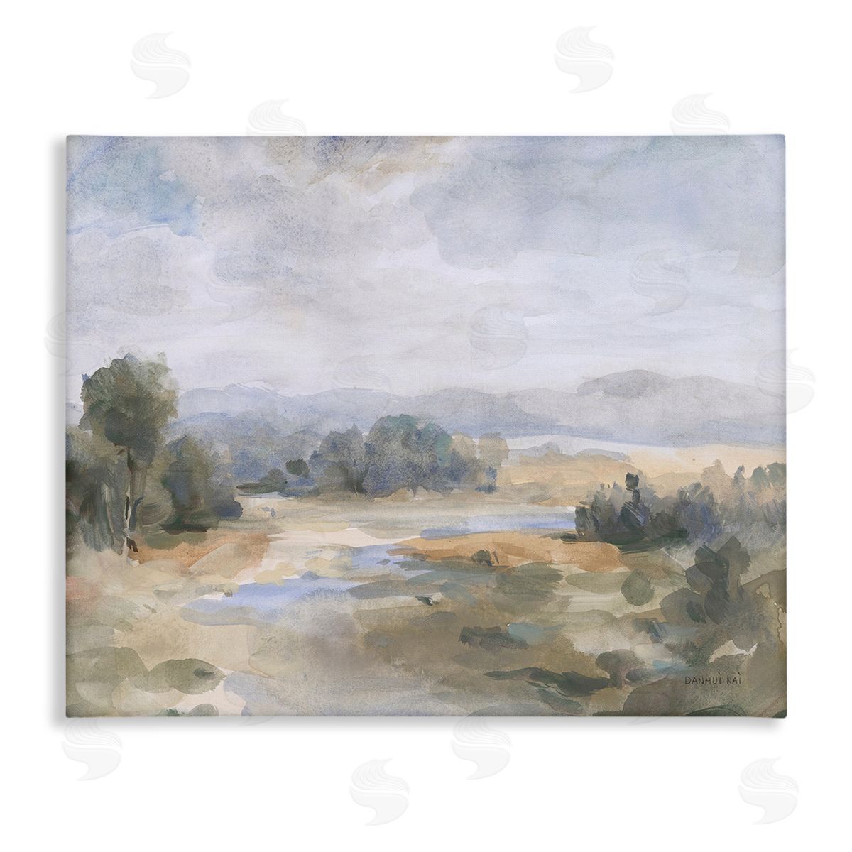 Danhui Nai Abstract Stream & Clouds Canvas Wall Art Print