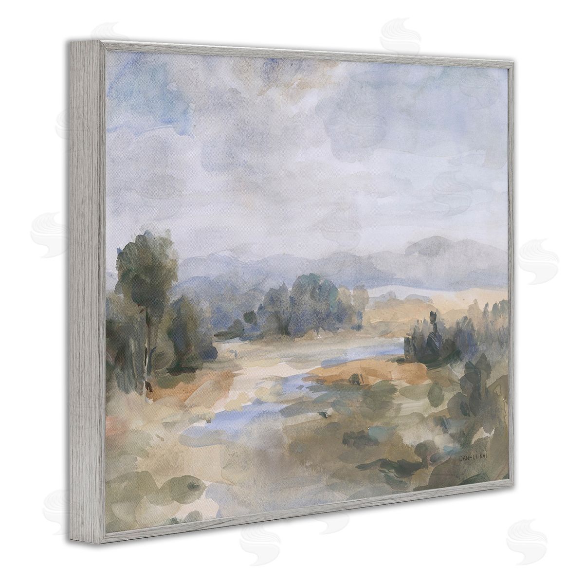 Danhui Nai Abstract Stream & Clouds Gray Framed Giclee Wall Art Print