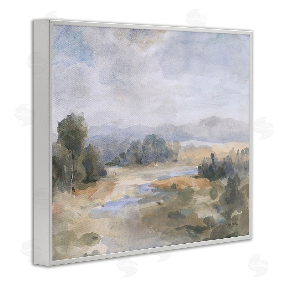 Danhui Nai Abstract Stream & Clouds White Framed Giclee Wall Art Print