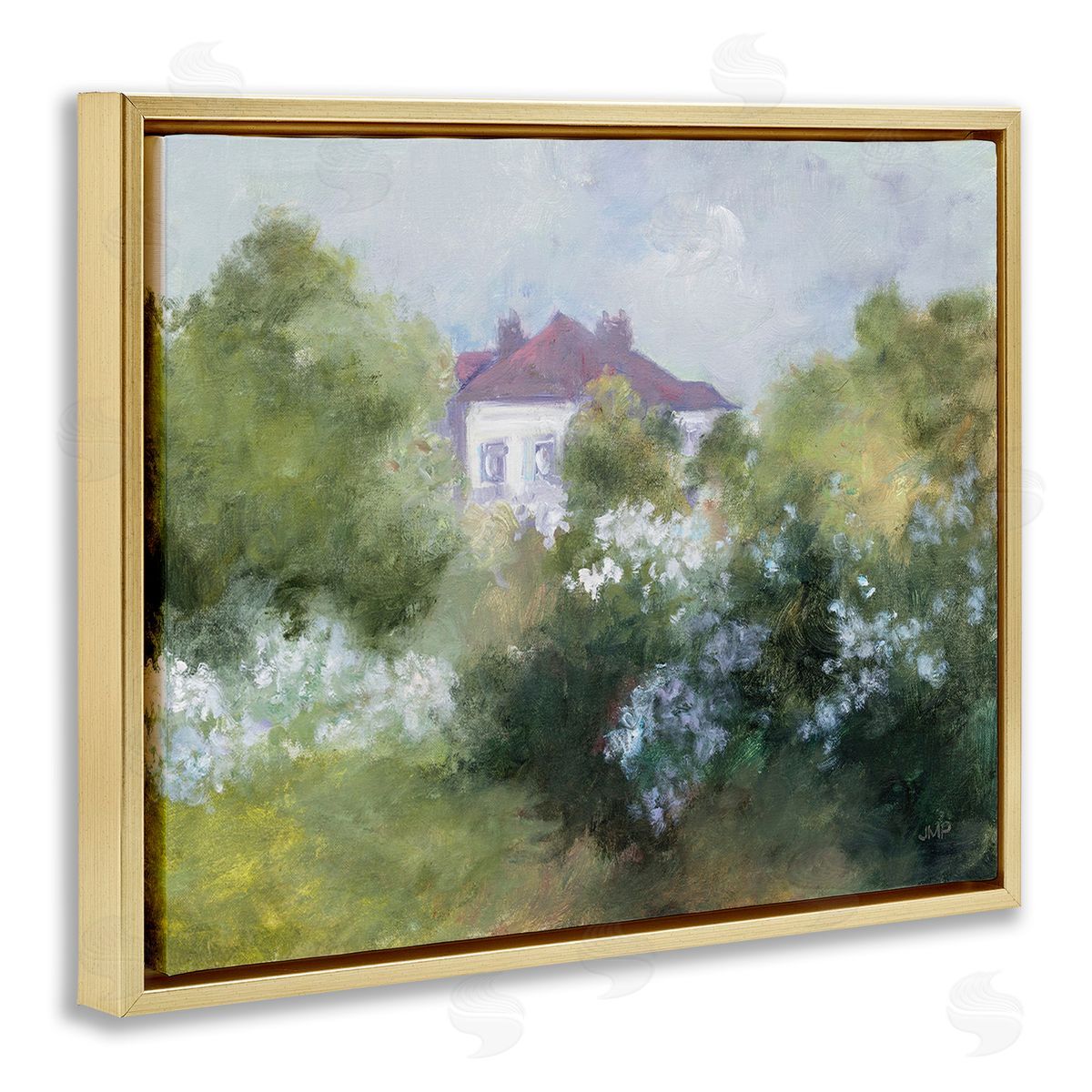 Julia Purinton Garden Cottage Villa Gold Floating Frame Canvas Wall Art Print
