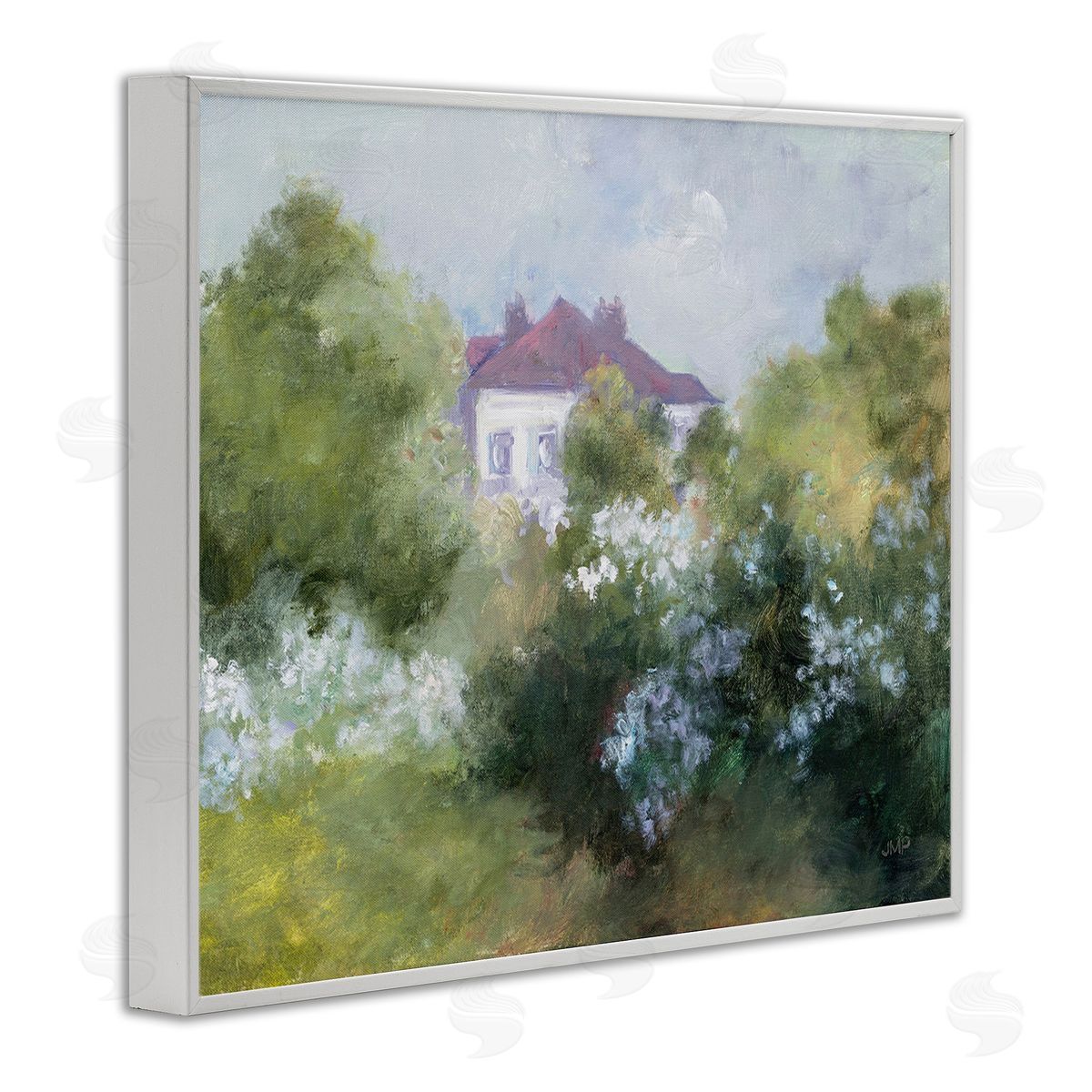 Julia Purinton Garden Cottage Villa White Framed Giclee Wall Art Print