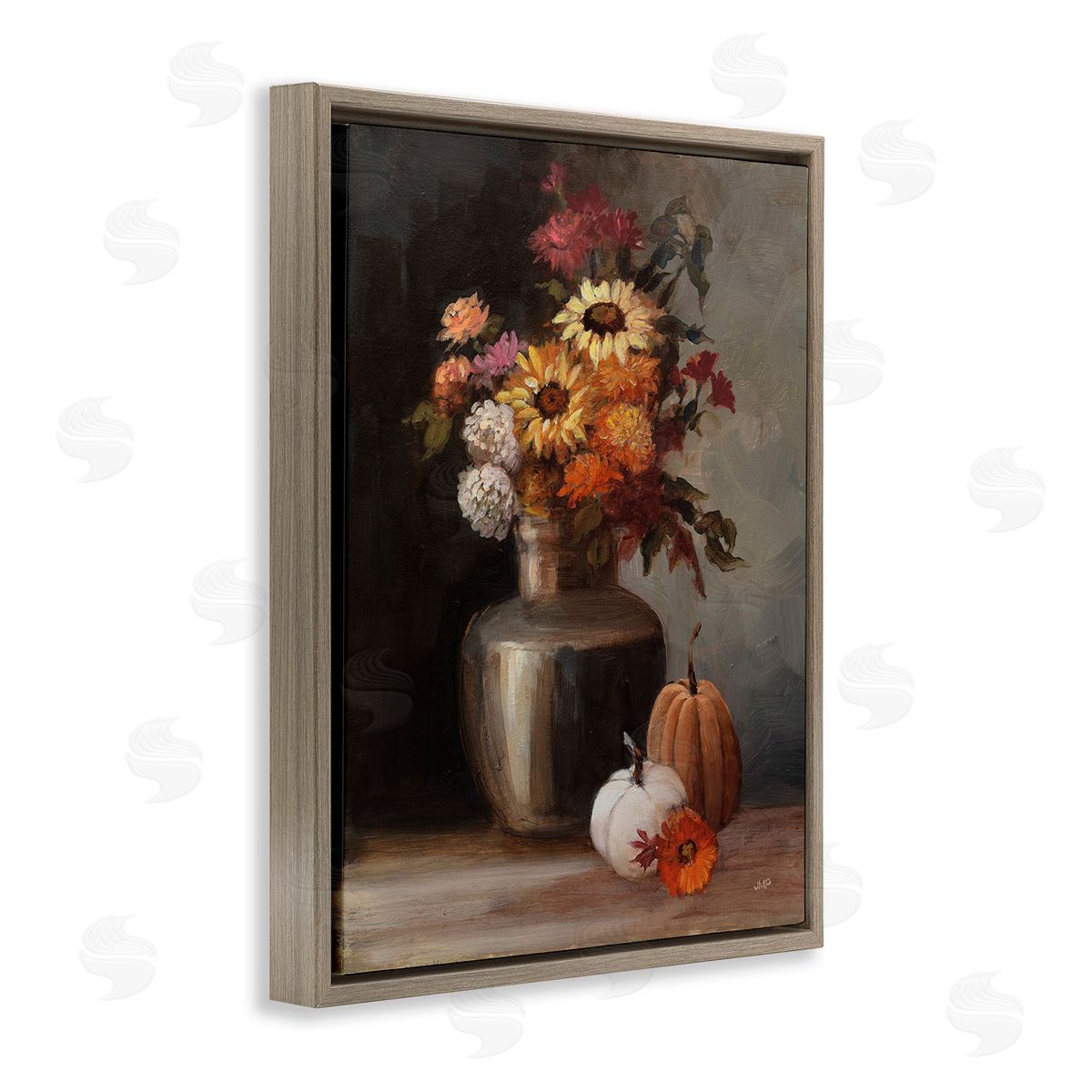 Julia Purinton Autumnal Still Life Brown Floating Frame Canvas Wall Art Print
