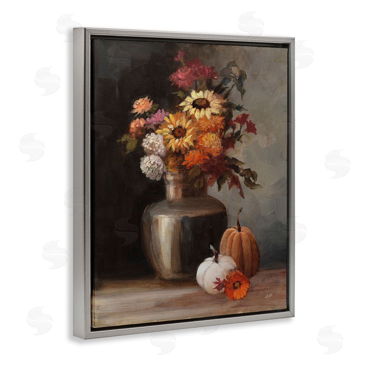 Julia Purinton Autumnal Still Life Gray Floating Frame Canvas Wall Art Print