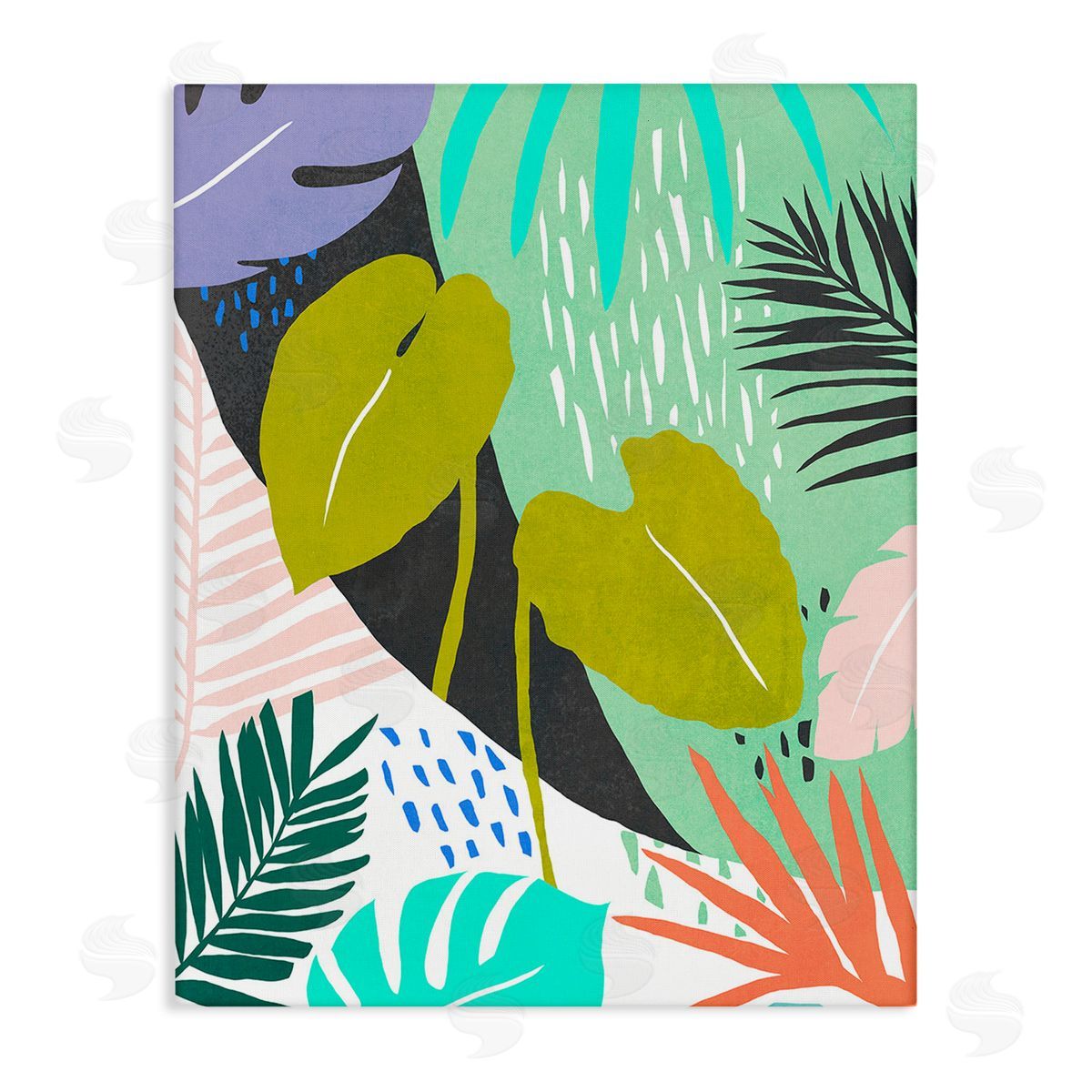 Annie Warren Tropical Leaf Pattern Canvas Wall Art Print
