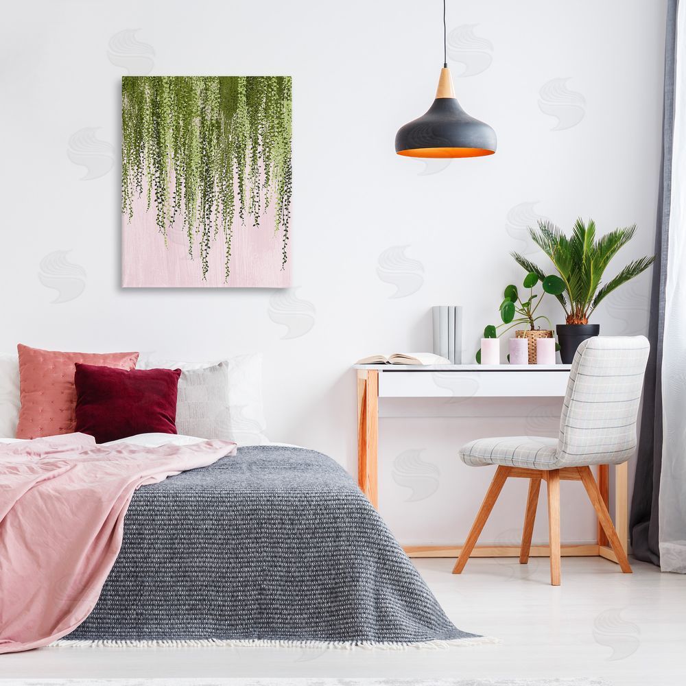 Grace Popp Willow Leaves on Pink Canvas Wall Art Print in Room