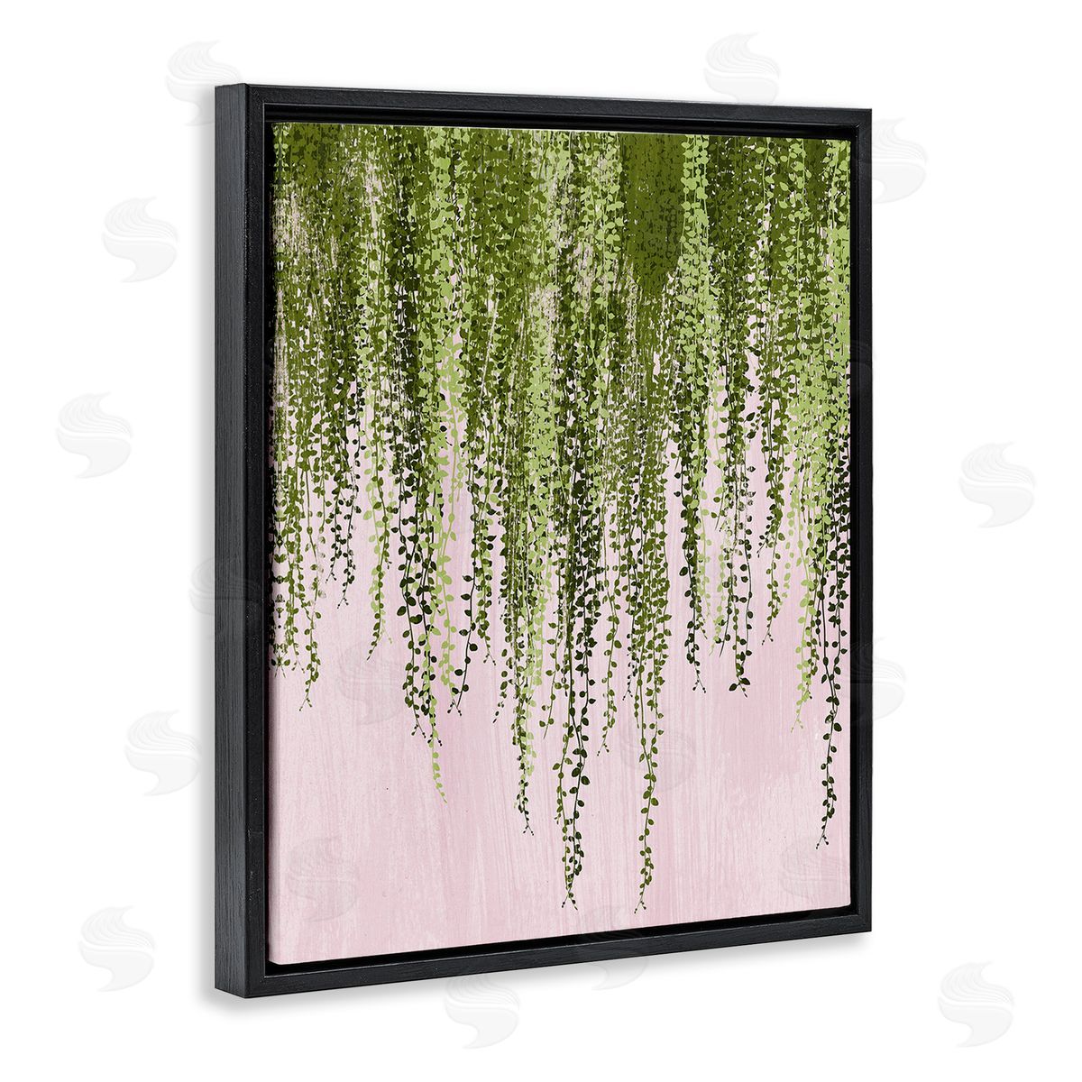 Grace Popp Willow Leaves on Pink Black Floating Frame Canvas Wall Art Print