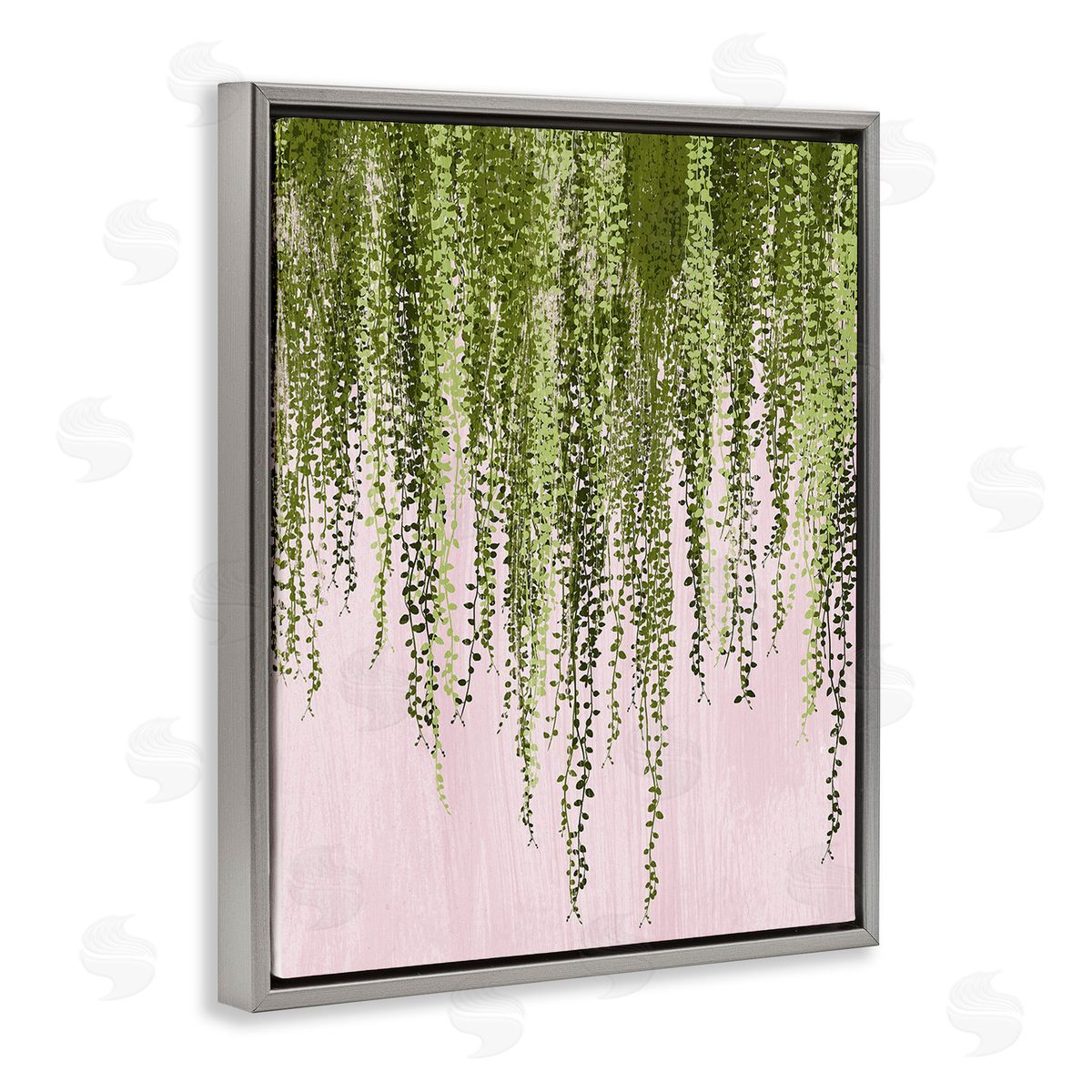 Grace Popp Willow Leaves on Pink Gray Floating Frame Canvas Wall Art Print