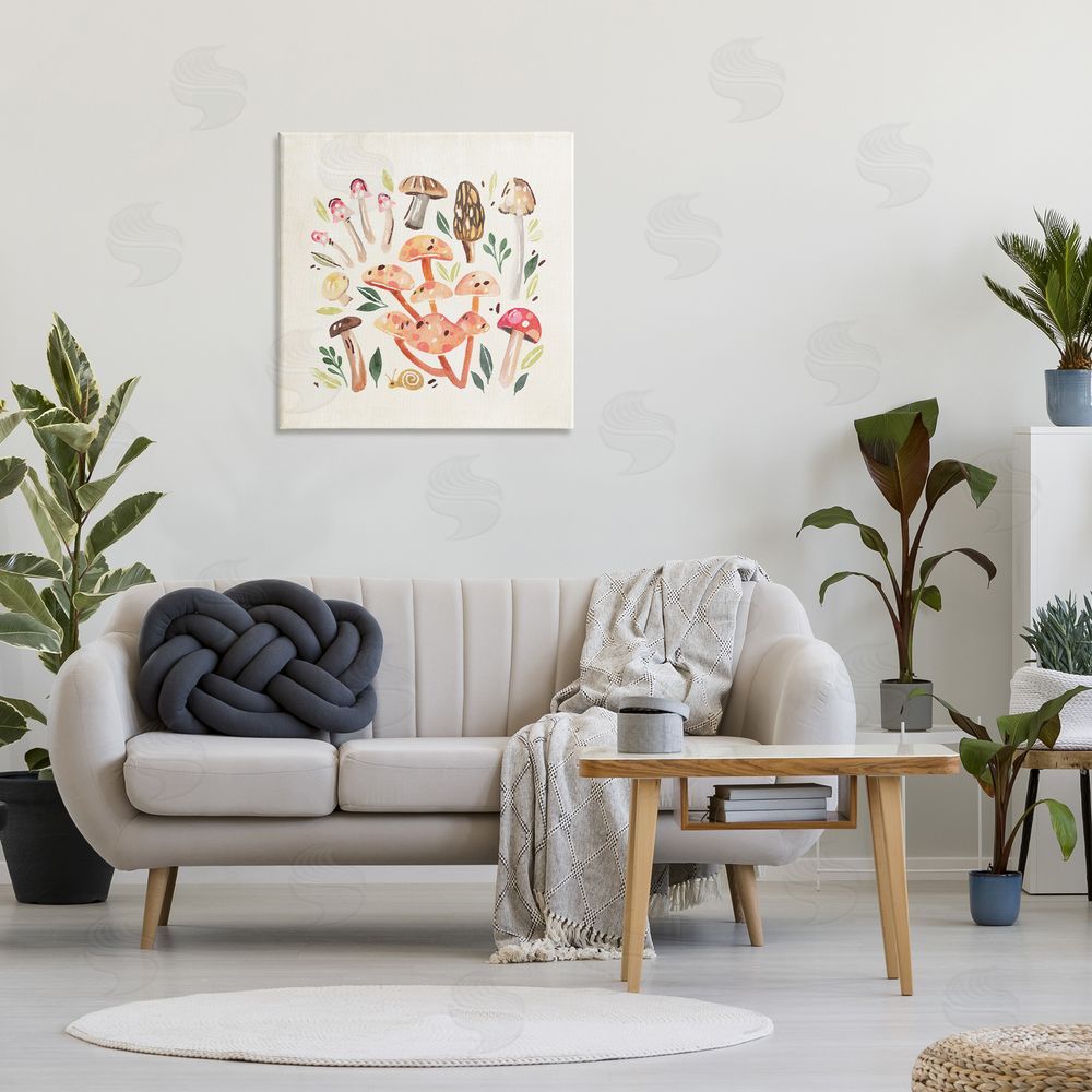 Annie Warren Whimsical Mushrooms & Snail Canvas Wall Art in Room