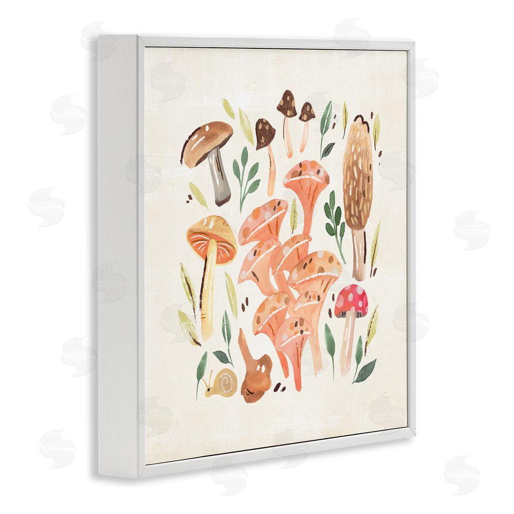 Annie Warren Varied Mushrooms & Snail White Framed Glicee Wall Art Print