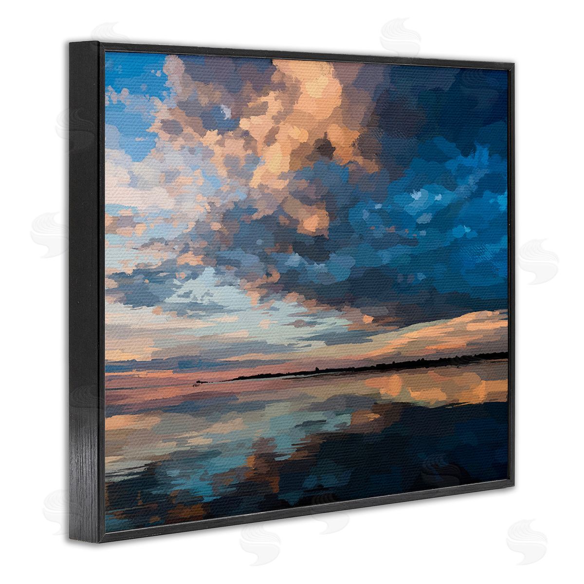 Emily Kalina Clouds & Sunset Reflection Black Framed Giclee Wall Art Print