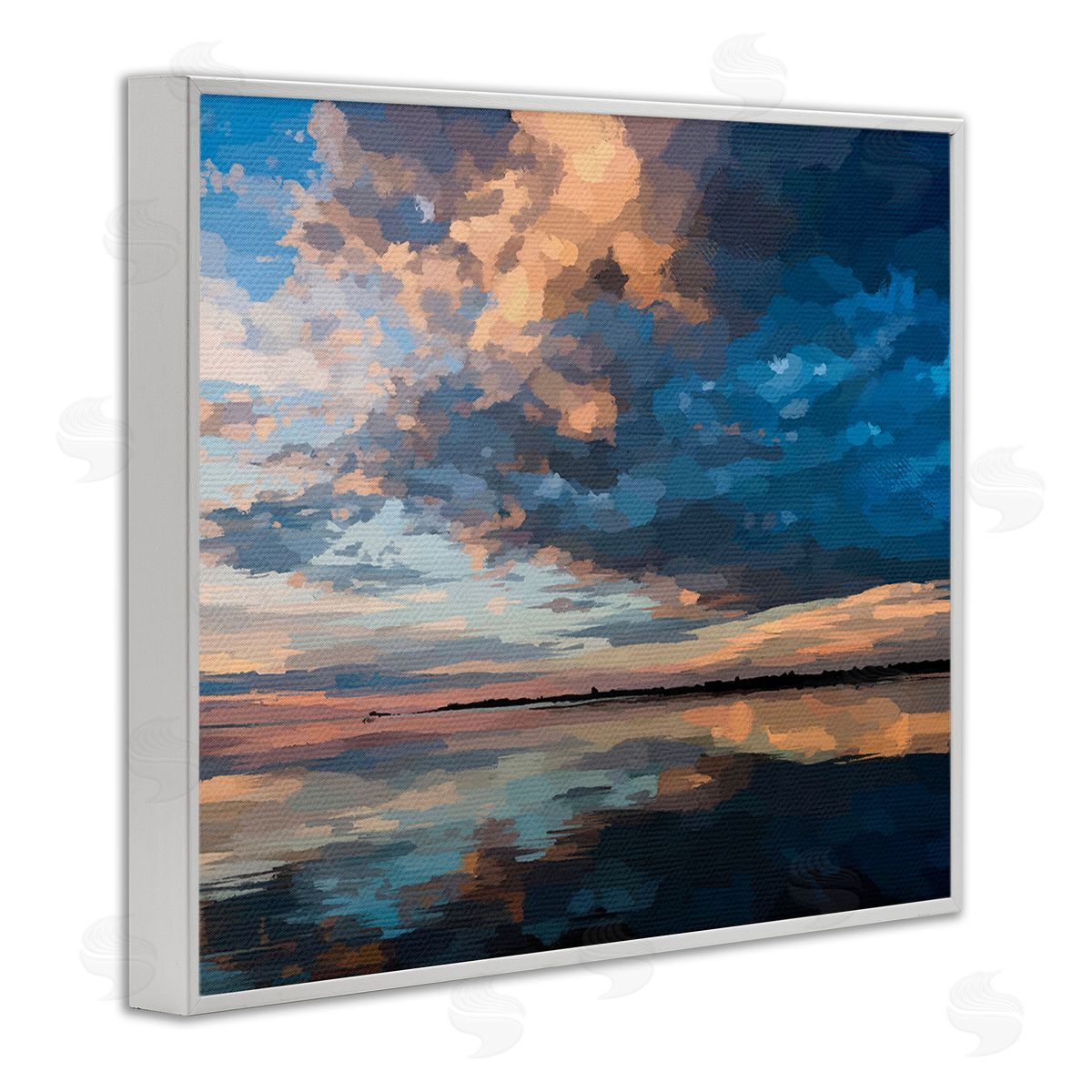 Emily Kalina Clouds & Sunset Reflection White Framed Giclee Wall Art Print