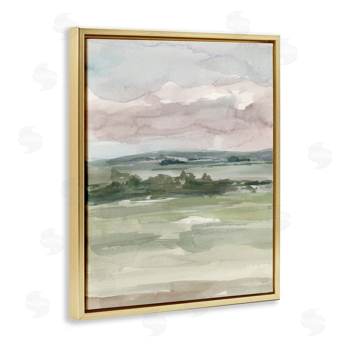 Ethan Harper Abstract Rural Landscape Gold Floating Frame Canvas Wall Art Print