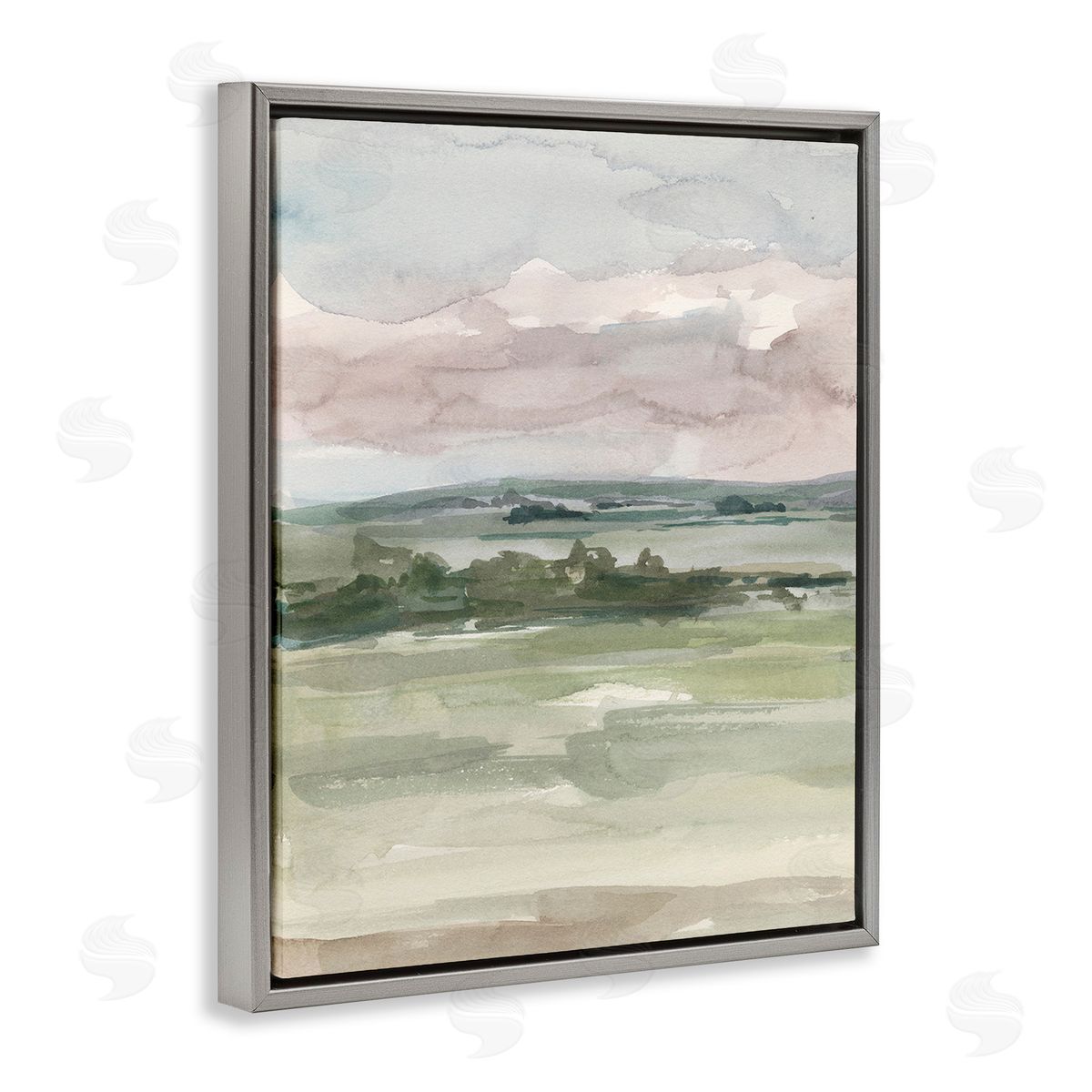 Ethan Harper Abstract Rural Landscape Gray Floating Frame Canvas Wall Art Print