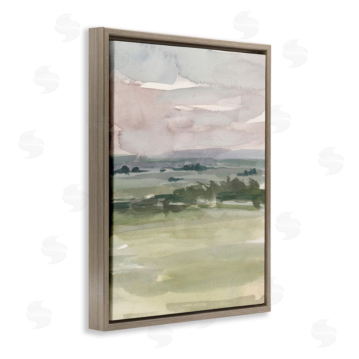 Ethan Harper Rural Watercolor Landscape Brown Floating Frame Canvas Wall Art Print