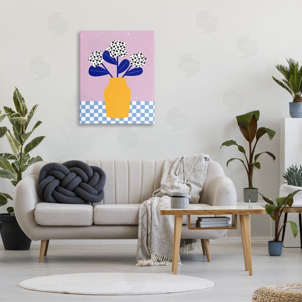 Melissa Wang Modern Polka Dot Plants Canvas Wall Art Print in Room