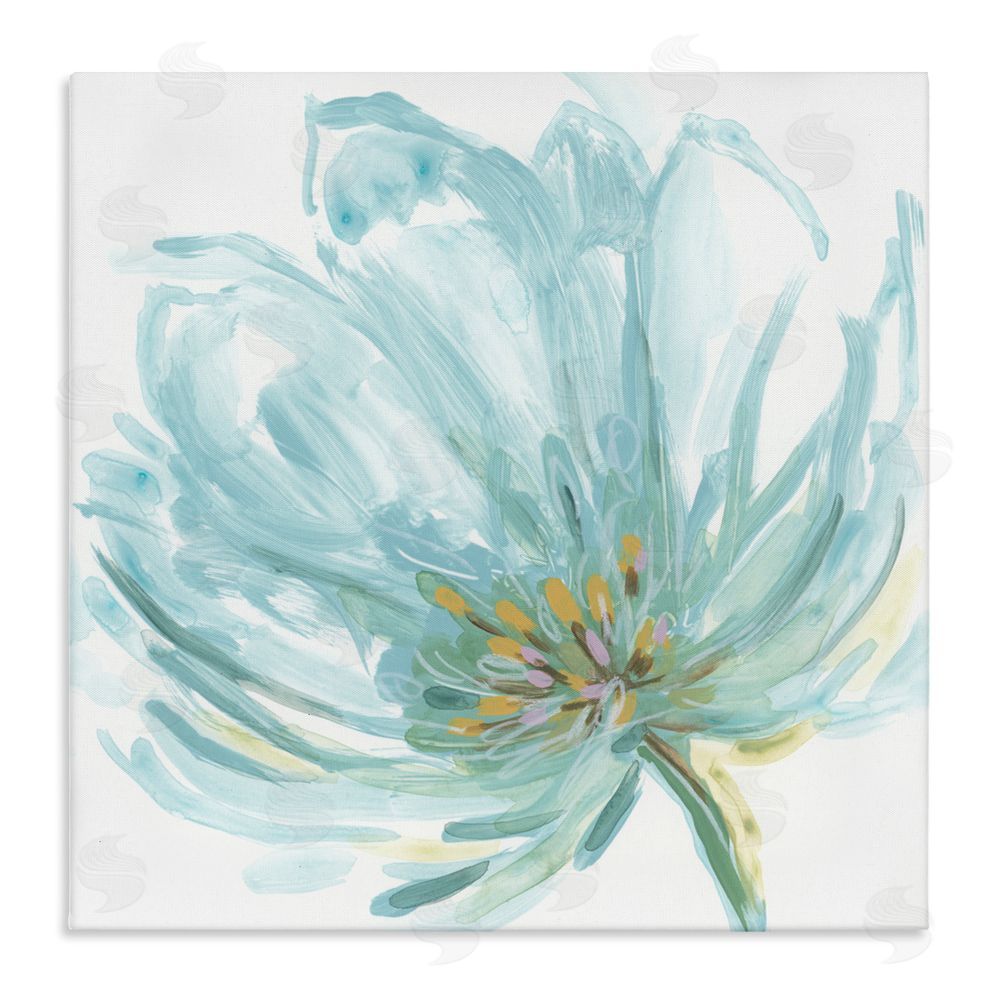 June Erica Vess Soft Blue Abstract Bloom Stretched Canvas Wall Art Print