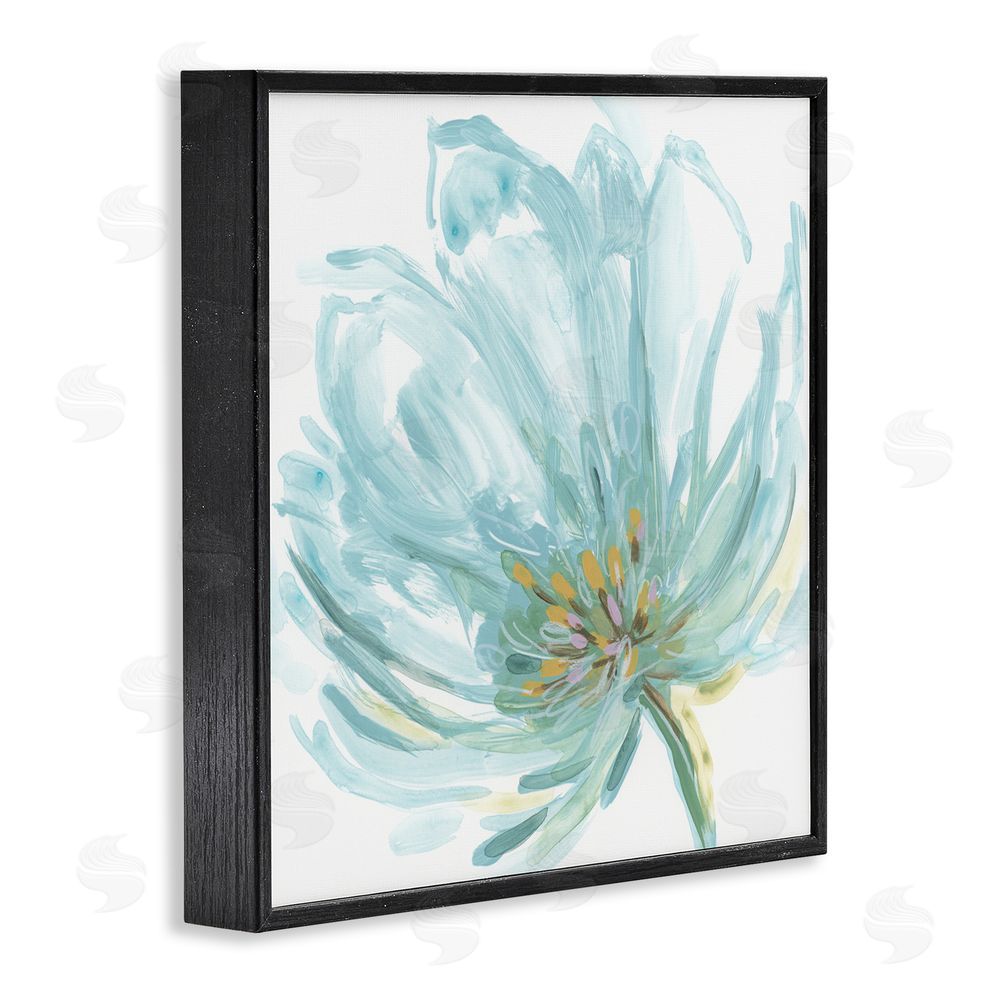 June Erica Vess Soft Blue Abstract Bloom Black Framed Glicee Wall Art Print