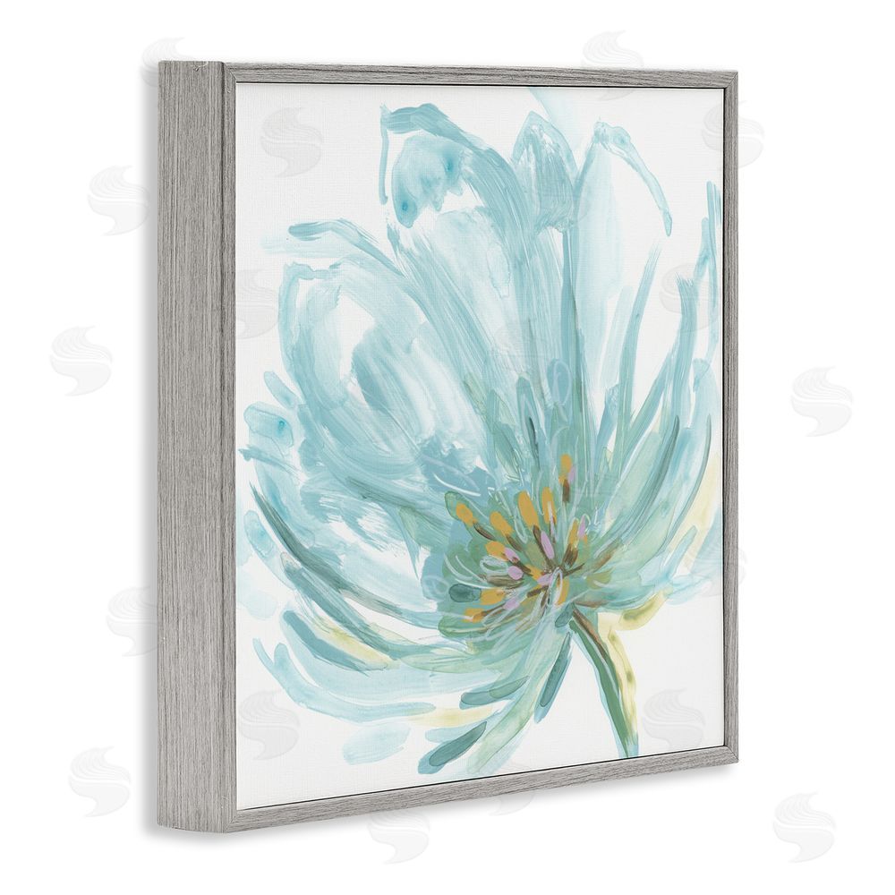 June Erica Vess Soft Blue Abstract Bloom Gray Framed Glicee Wall Art Print