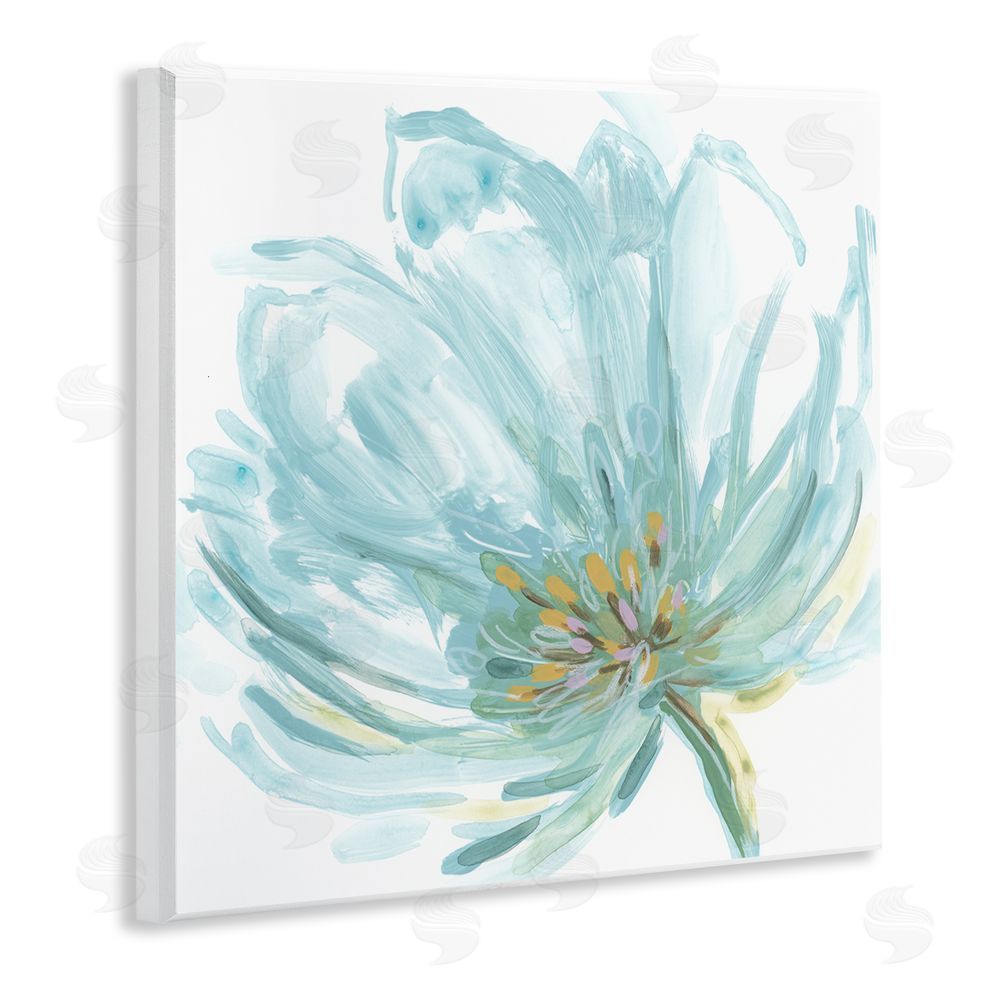 June Erica Vess Soft Blue Abstract Bloom Wooden Wall Plaque Art Print